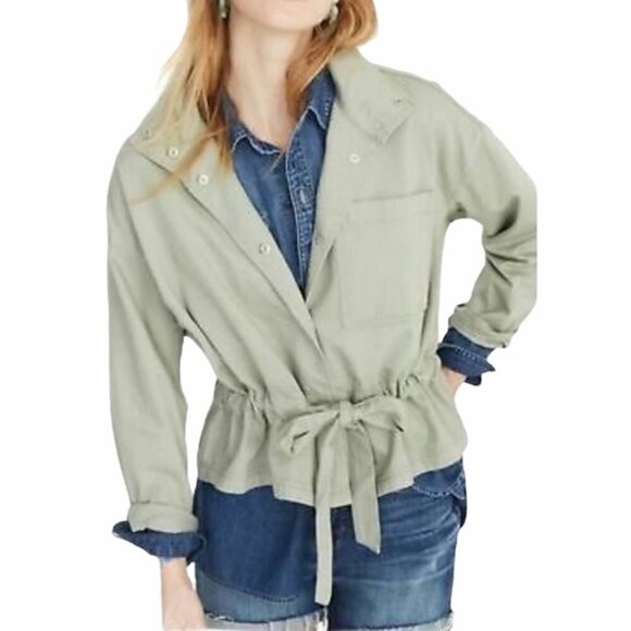 Madewell Jackets & Blazers - Madewell Southlake Military Jacket Sage Green Snap Buttons Medium Tie Wa…